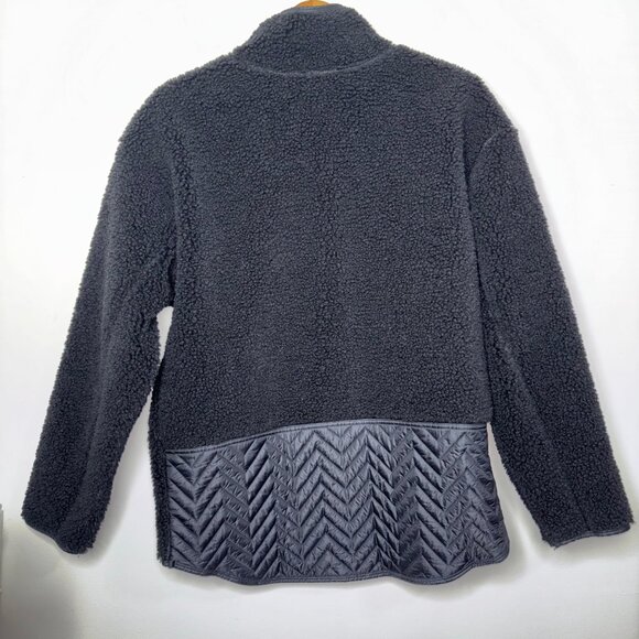 Athleta Cozy Sherpa Snap Sweatshirt Size M Black - Picture 4 of 12